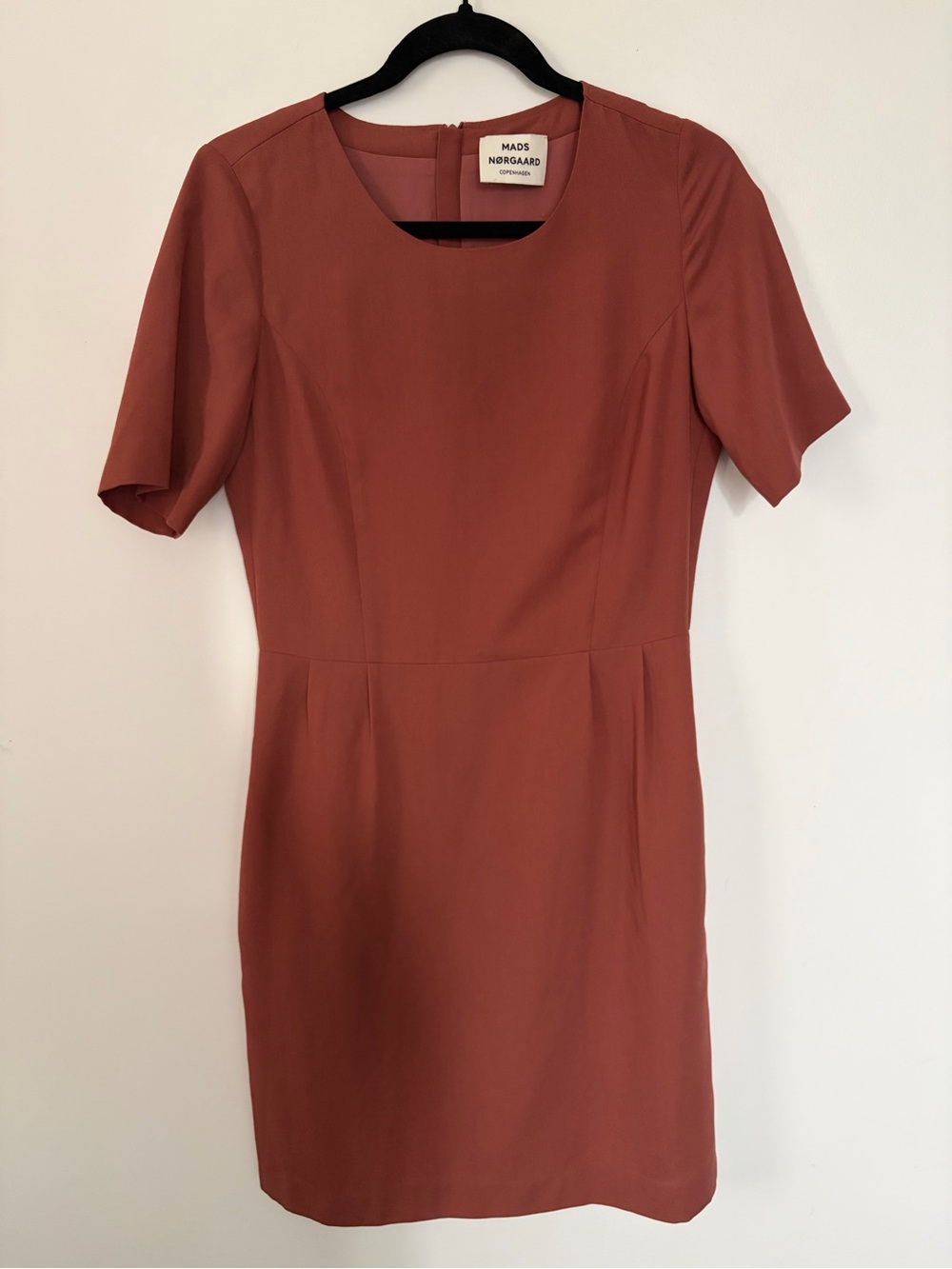 Mads Norgaard Rust-Orange Short Sleeve Sheath Dress